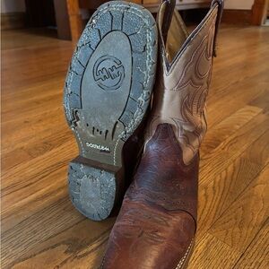 Double H Brown and Tan Cowboy Boots with Rugged Sole